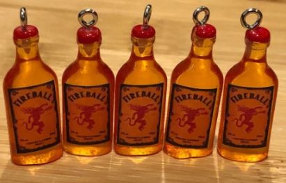 5 Pcs Fireball Whiskey Bottles L Resin Charms With Hooks